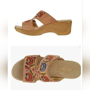 Allegria Women's Embroidered Floral Clogs Sandals Size 38 (US 8/8.5)